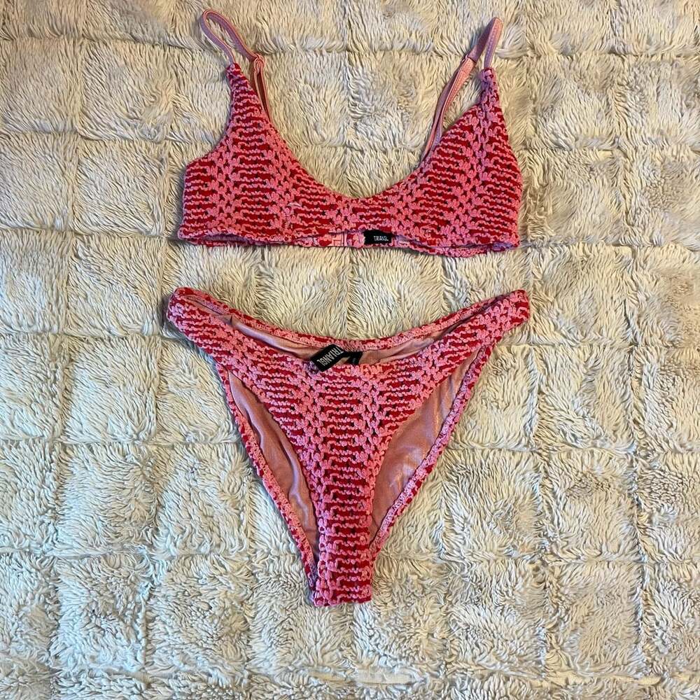 TRIANGL Maia Pink and Red Crochet Bikini Set
